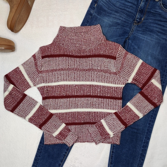 Love by Chesley Sweaters - NWOT Mock Neck Stripe Crop Sweater